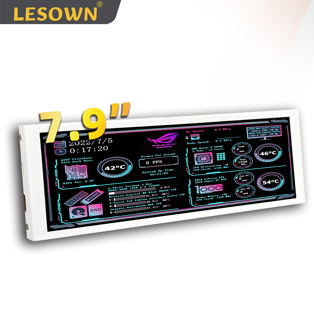 Pi 4 Case - LESOWN Bar Ekran 7.9 inç Beyaz