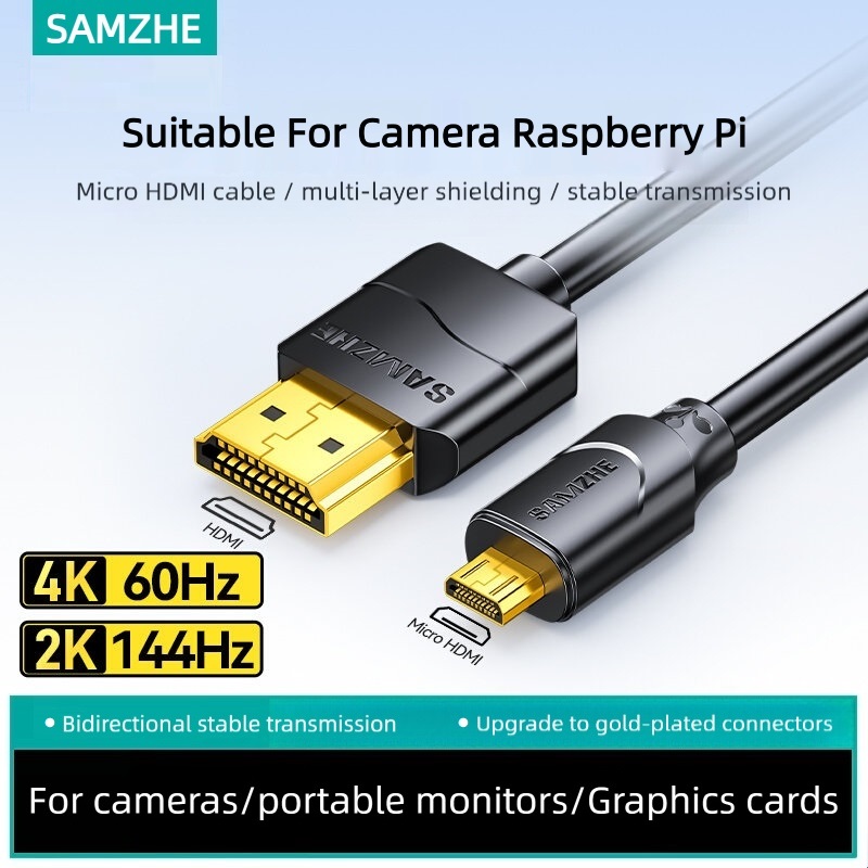 Pi Camera Cable - SAMZHE Mikro HDMI Uyumlu 4K/60Hz 3D