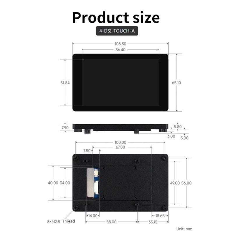 A33T-DSI Ekran, 4 inç LCD kapa - Raspberry Pi 4 incelemesi ve fiyatı